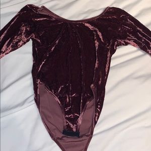 Pink crushed velvet leotard/ one piece